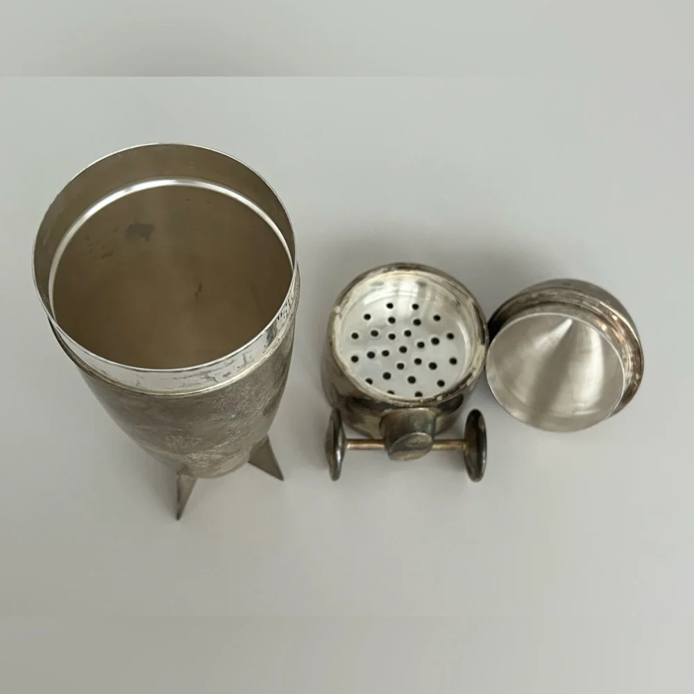 Vintage Remarkable Silver Plated Zeppelin Cocktail Shaker Restoration Hardware
